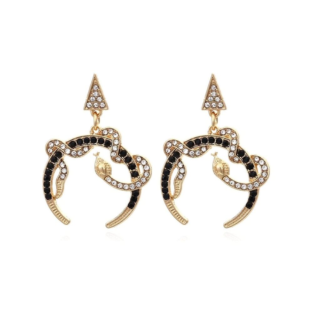 Black and Gold Snake Earrings